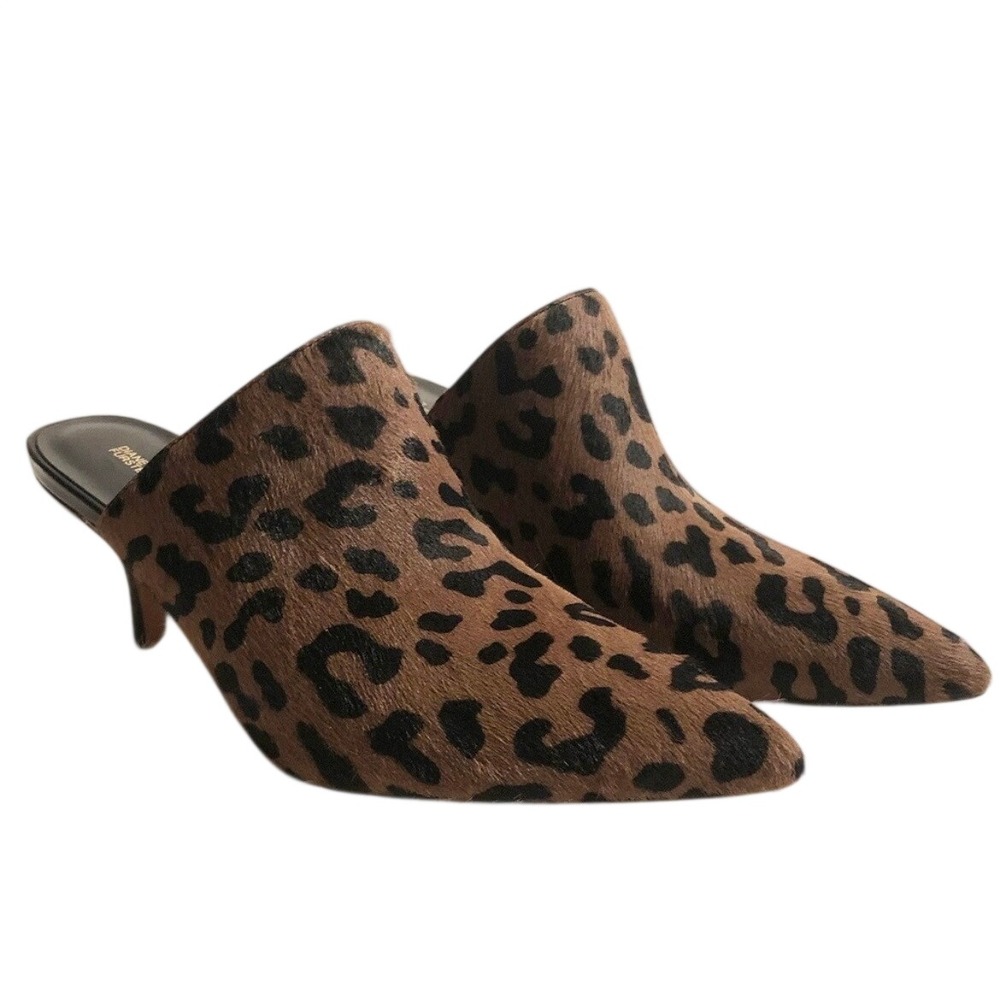 Diane Von Furstenberg Mikaila Mules Stiletto Heel Calf Hair Leopard 39.5 / 9.5
